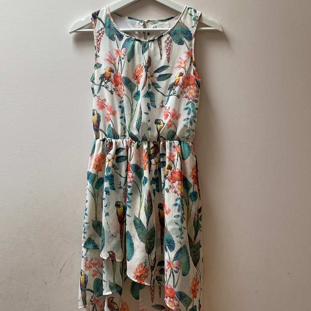 Excellent condition tropical bird print dress